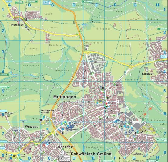Ortsplan und Straßenliste von Mutlangen